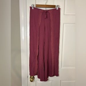 Vanilla Star Mauve Crochet Boho Beach Pants Size Small